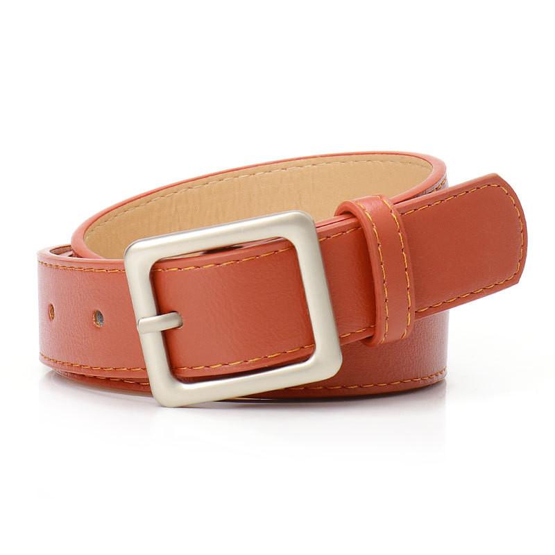 Womens Retro Leather Belt With Alloy Buckle For Casual Chic Style