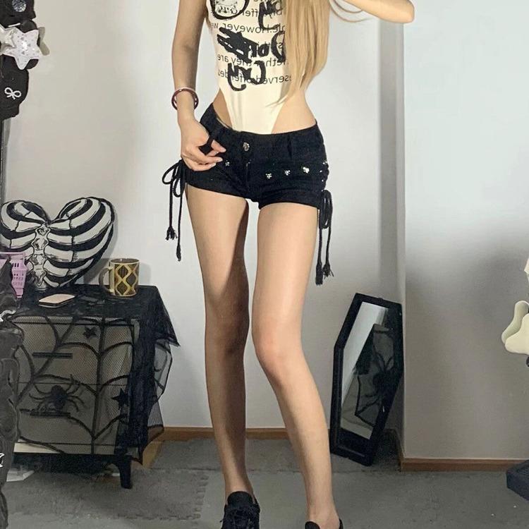 Sexy Bandage Denim Shorts Women Retro Harajuku Streetwear Punk Gothic Student Shorts Spring Summer Fashion