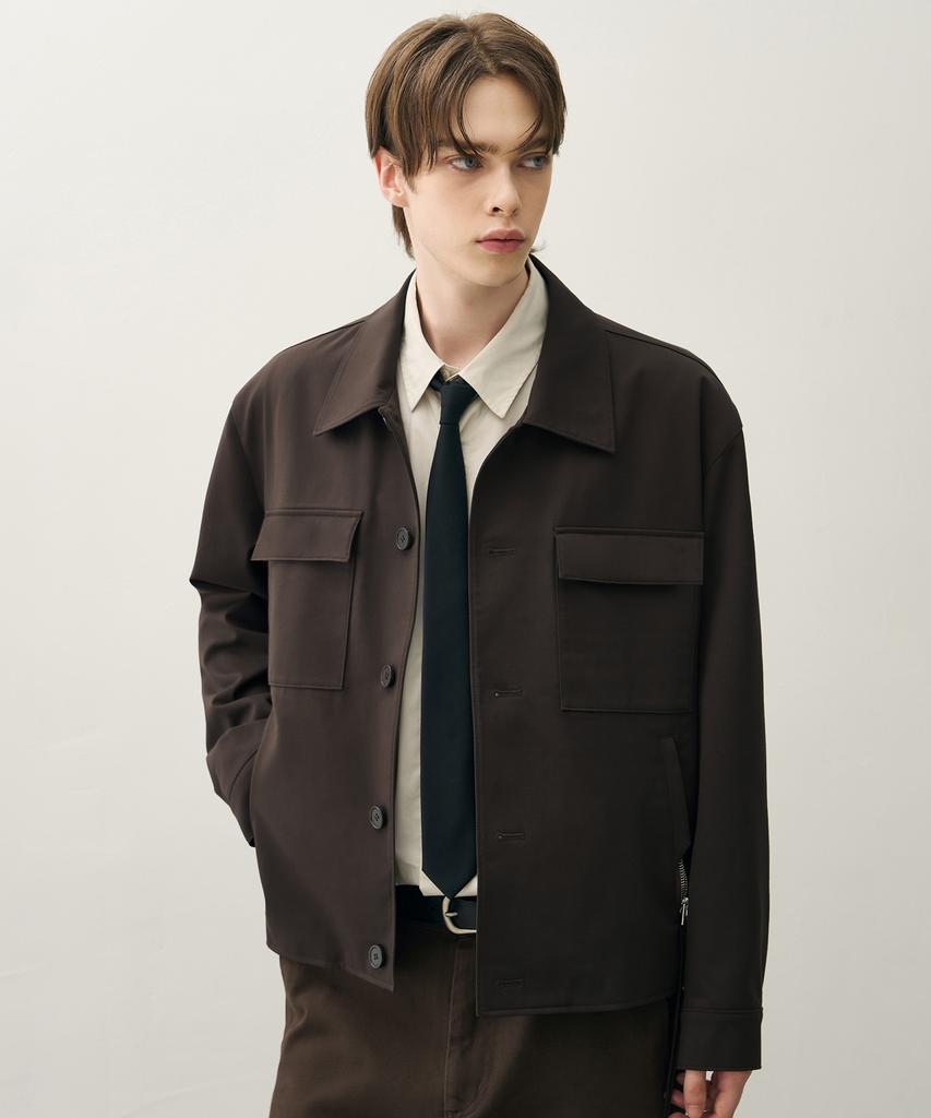 Draw Fit Dove Wool Hide Blouson Jacket [Chestnut Brown]