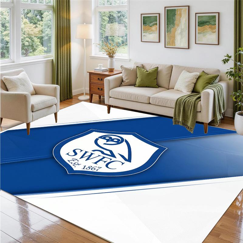 Sheffield Wednesday Design Crystal Velvet Rug Soft Decorative Mat for Bedroom Entrance