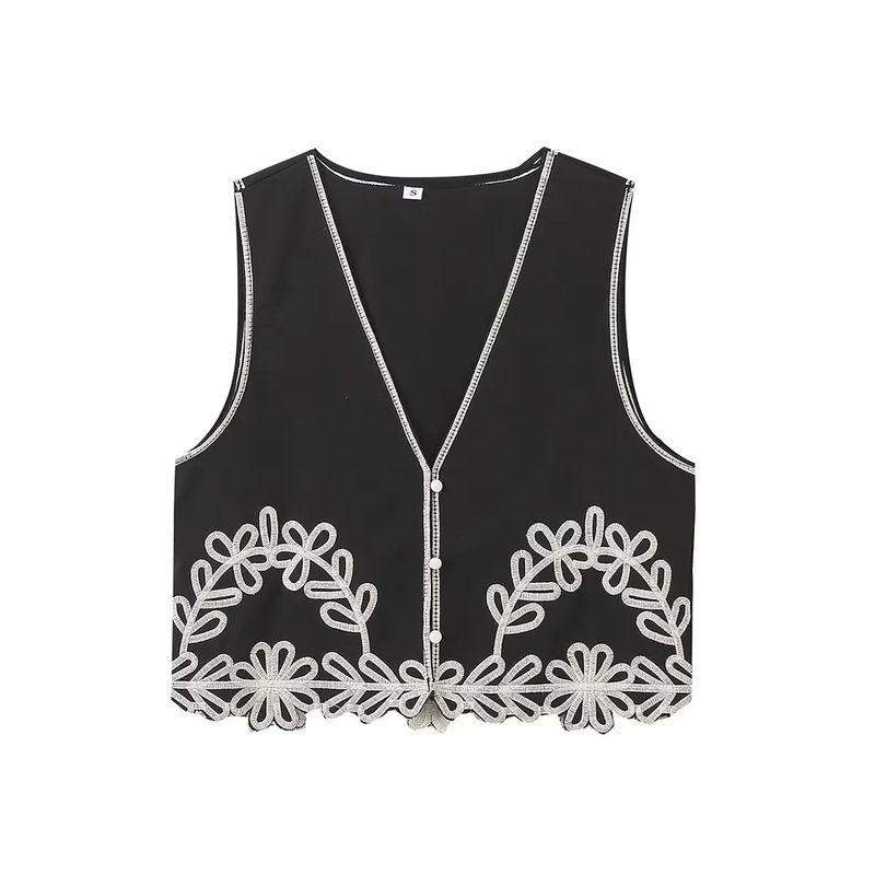 Jnleaog Summer New Arrival Women's Clothing Fashion Style French Fashion All-Match Casual Commute Style Embroider Vest