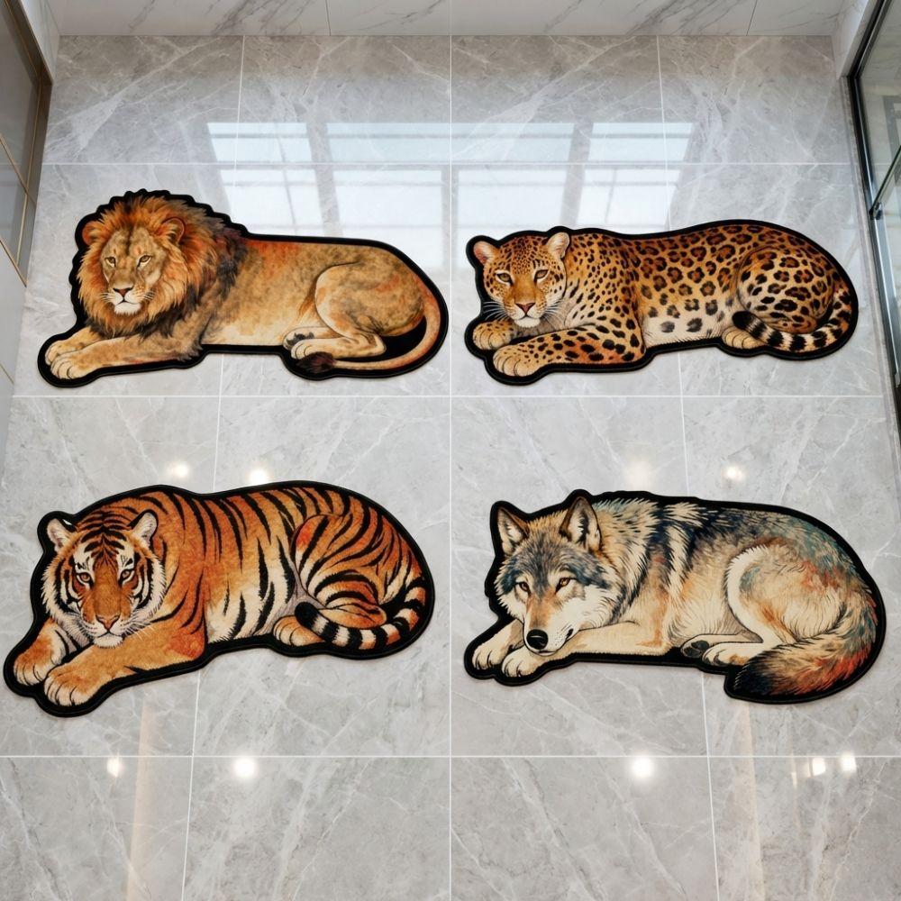 Absorbent Tiger Carpet Rug 2D Flat Wolf Floor Mat New Lion Doormat Bedroom Bathroom