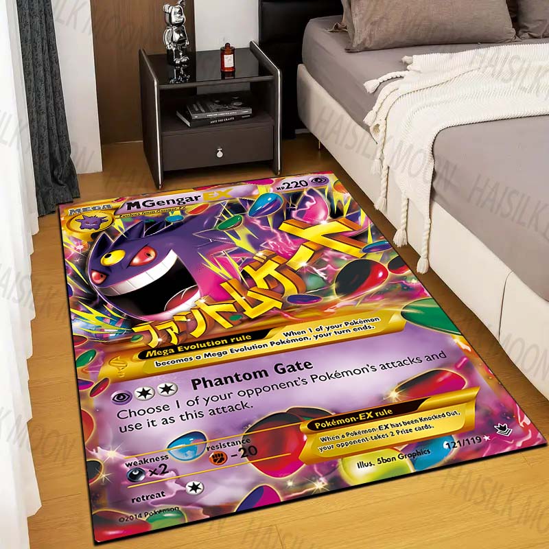 1PC Gengar Pokémon Cards Print Rug Carpet for Living Room Children Bedroom Mat Sofa Doormat Floor Rug Home Decor Anti Slip Mat