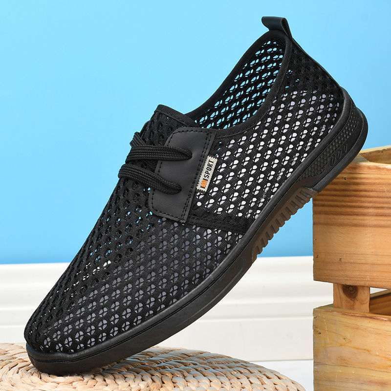 

New summer mesh shoes men s thin breathable hollow mesh shoes old north cloth shoes soft sole non-slip and wear-resistant men s sandals 44
