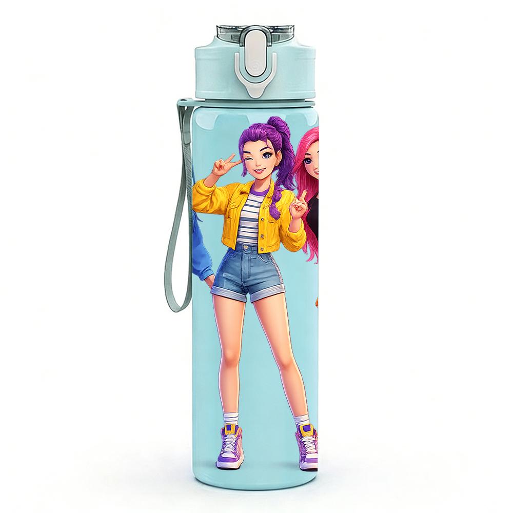 1 ud. Vibrante Brillante Banda de Chicas Kpop Busto 750ml Botella de Agua de Plástico de Color Tapa con Pitorro abatible a Prueba de Fugas Para Deportes Oficina Uso en Casa