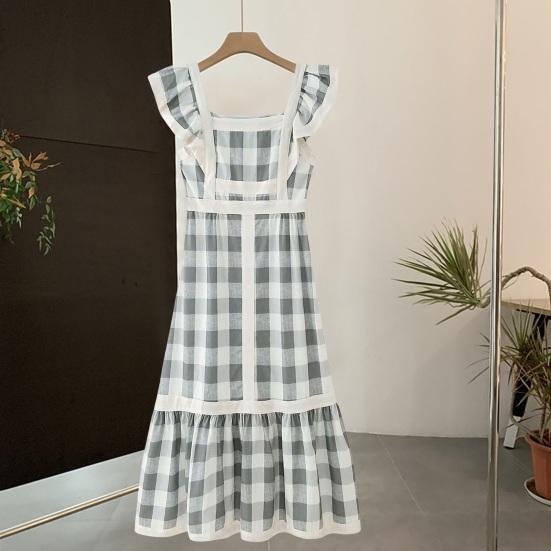 

Летнее женское платье Yousheng, цветное, квадратный вырез, оборки, принт, плиссированное, пэчворк, А-силуэт, без рукавов, свободное мини-платье M темно-синий