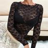European Style Lace Base Layer Slim Fit Long Sleeve Crochet Hollow Out Women's Top