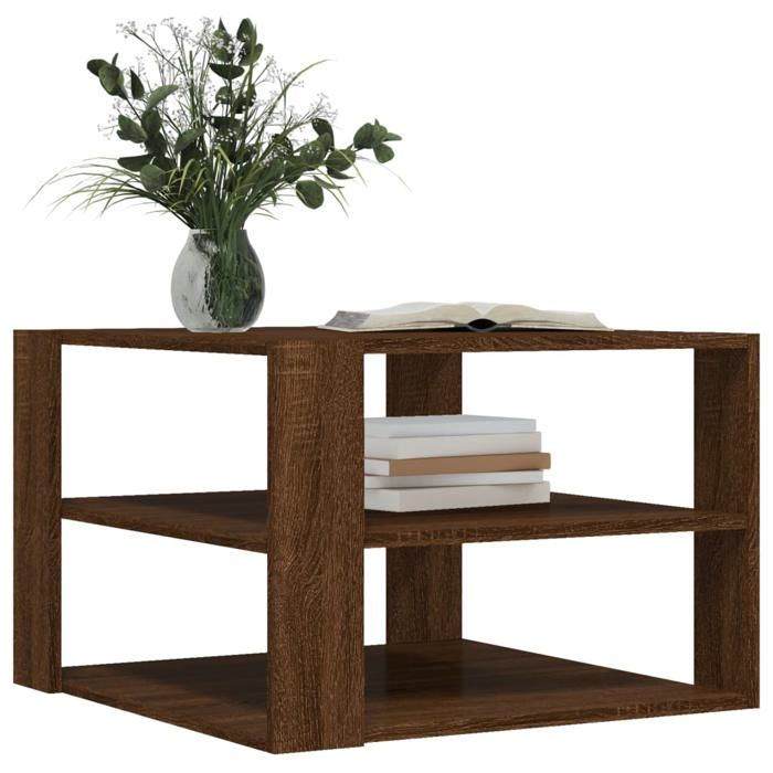 VidaXL Table basse chêne marron 59,5x59,5x40 cm bois d'ingénierie, table d'appoint, table de salon, table latérale, bout de 834256