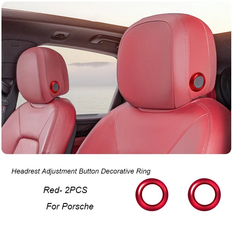 

For Porsche Macan Cayenne Car Seat Headrest Adjustment Button Loops Circles Frame Decoration Ring Cover Interior Modification