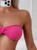 2025 European & American Style Sexy Bandeau Bikini Set - Solid Color Fashionable Swimwear.