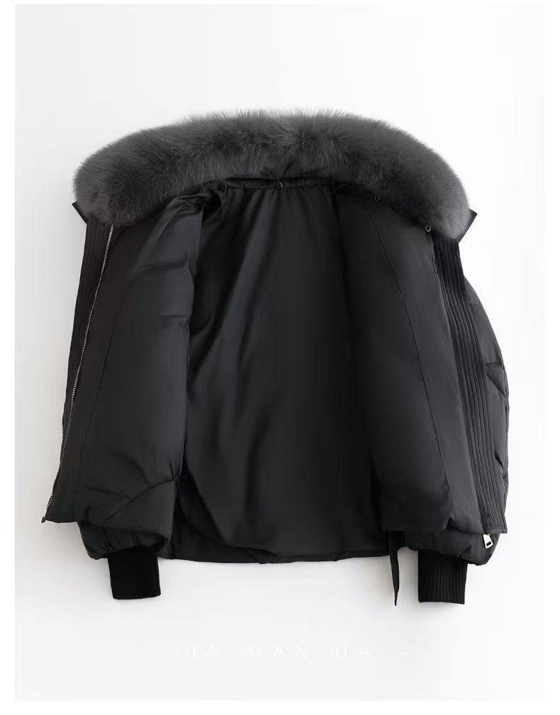 Big Fur Collar Down Cotton Coat Large Size Thickened Warm Jacket
