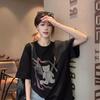 Korean Cute Bear Print Short-sleeved T-shirt Women's Summer 2025 New Design Sense Casual Loose Black Top