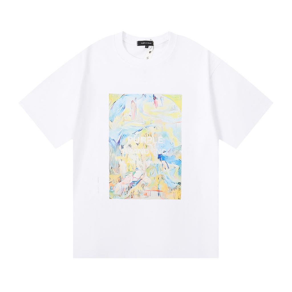 PURPLE letter print crew neck pullover short-sleeve 2023 summer new European and American trendy brand T-shirt collection tops