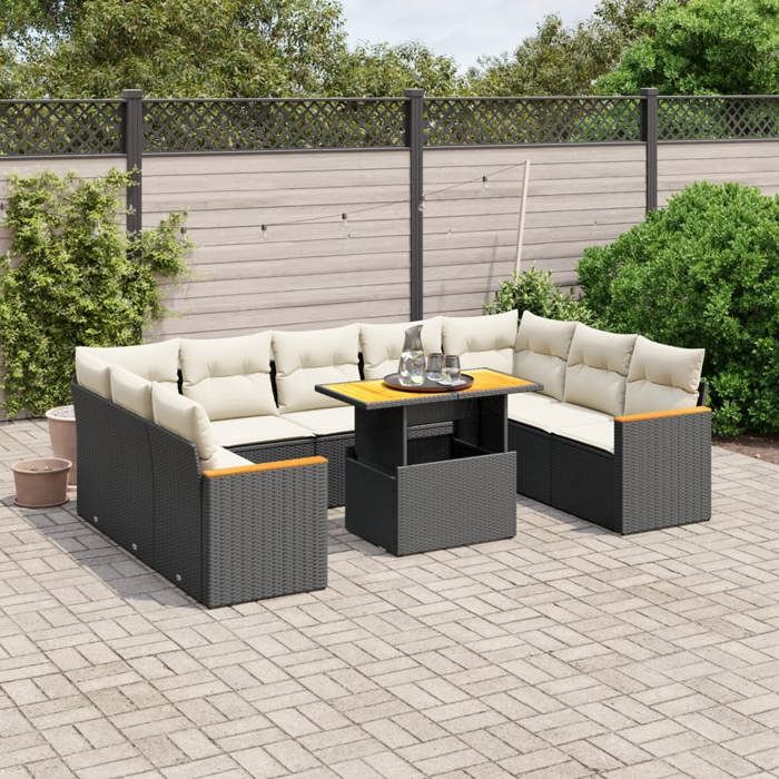VidaXL Salon de Jardin avec Coussins 10 pcs, Canapés de Terrasse, Ensemble de Meubles de Patio, Mobilier d'Extérieur, Noir 3273219