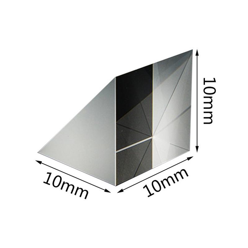 Optical Triangular Prism 10*10*10mm Right Angle Internal Reflection Prisms Mirror Reflective Surface Light Refraction Experiment