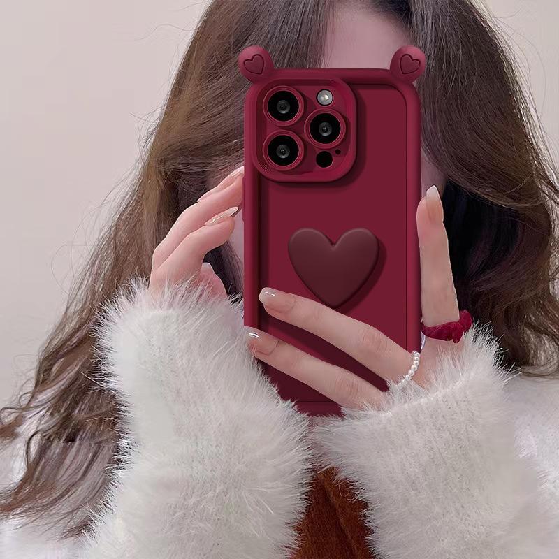 Applicable To Apple 15promax Mobile Phone Case IPhone 13/14 Red Love Doll 11/12 Frosted Silicone XS Soft