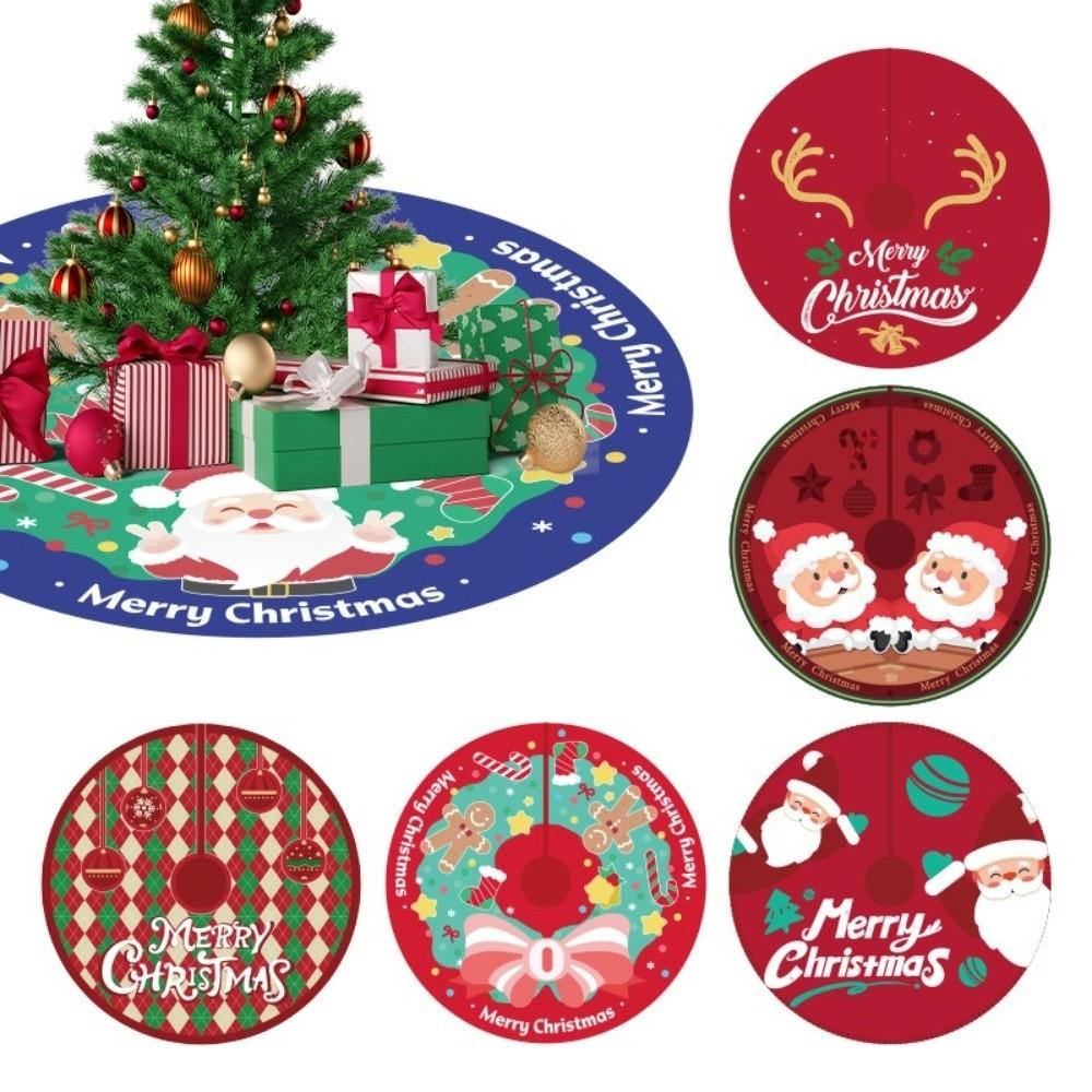 New 90cm Christmas Tree Skirt Polyester Santa Claus Christmas Foot Carpet Xmas Tree Skirt Cushion Gatherings