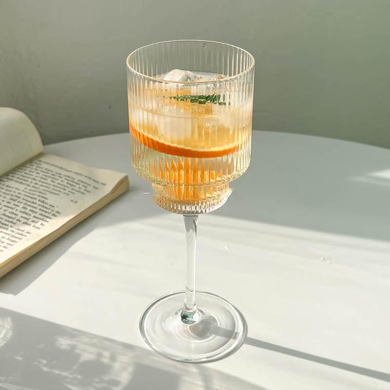 

350ml Color Nordic Stripe Goblet Wine Glasses Red Wine Glasses Cocktail Juice Sparkling Water Glasses Party Wedding Barware