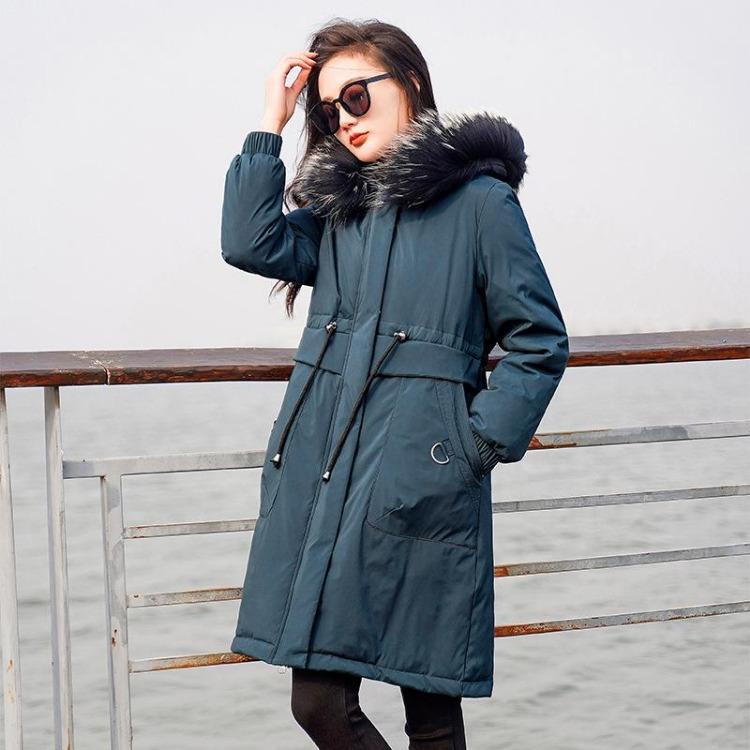 

Women Down Jacket Winter White Duck Down Coat Large Size Long Thermal Jacket Big Fur Collar Warm Versatile Parker 6XL