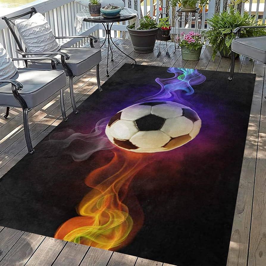 

Vivid Soccer Field Pattern Area Rug Soft Comfortable Playing Carpet for Kids Bedroom Living Room and Game Room Home Decoration 40X60CM
