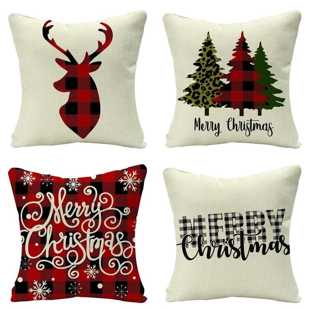 Cozy Multicolor Christmas Cushion Cover Made Of Soft Eco-friendly Linen Material