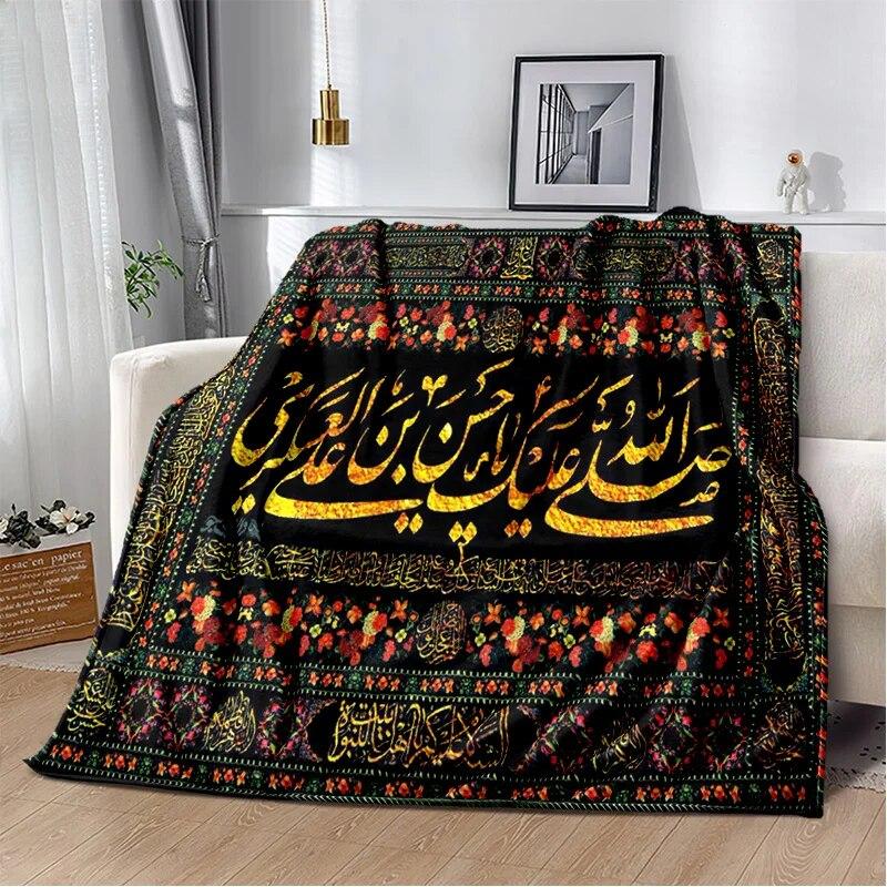 Islám muslimská modlitební kaligrafická přikrývka, měkká přikrývka pro domácí postel pohovka pohovka piknik cestovní kancelář přikrývka na odpočinek dítě
