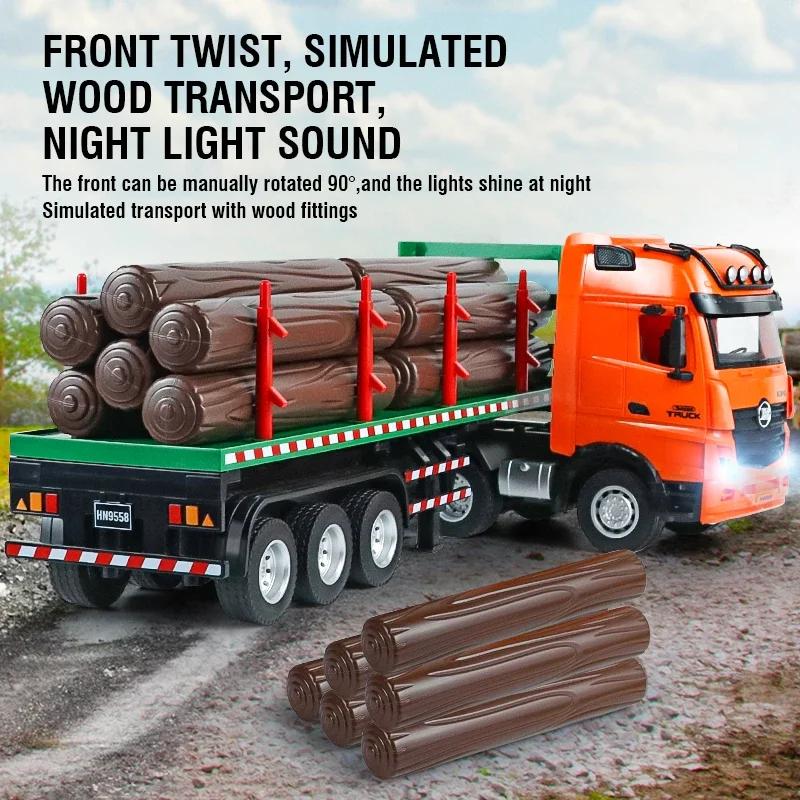 Huina 1313 118 9CH 2.4G Remote Control Timber Transport Truck Log Trailer Realistic Carrier RC Construction Logging Car Toys