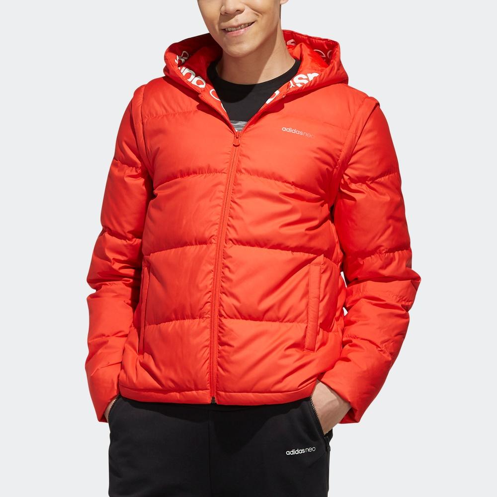 Adidas Neo Hooded Sports Down Jacket With Detachable Sleeves Men Outerwear Orange-Red EI4431
