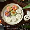 Plastic Hand Press Mooncake Mold No Oil Demold Needed with Multiple Pattern Stamps for Home Beginner Baking