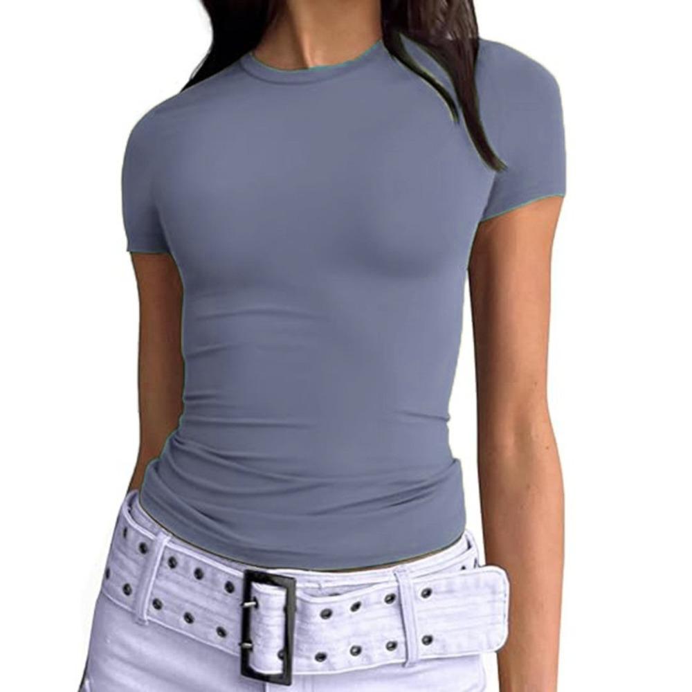 

Summer Women s Pullover T-shirt Spicy Girl Wearing Slim Fit Top Fashionable Round Neck High-end Women s T-shirt 2XL