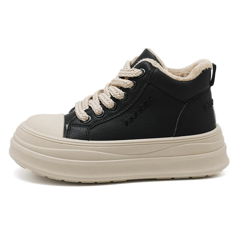 

Женские модные зимние легкие теплые нескользящие повседневные кроссовки на толстой подошве, хлопковые ботинки 40 чёрный