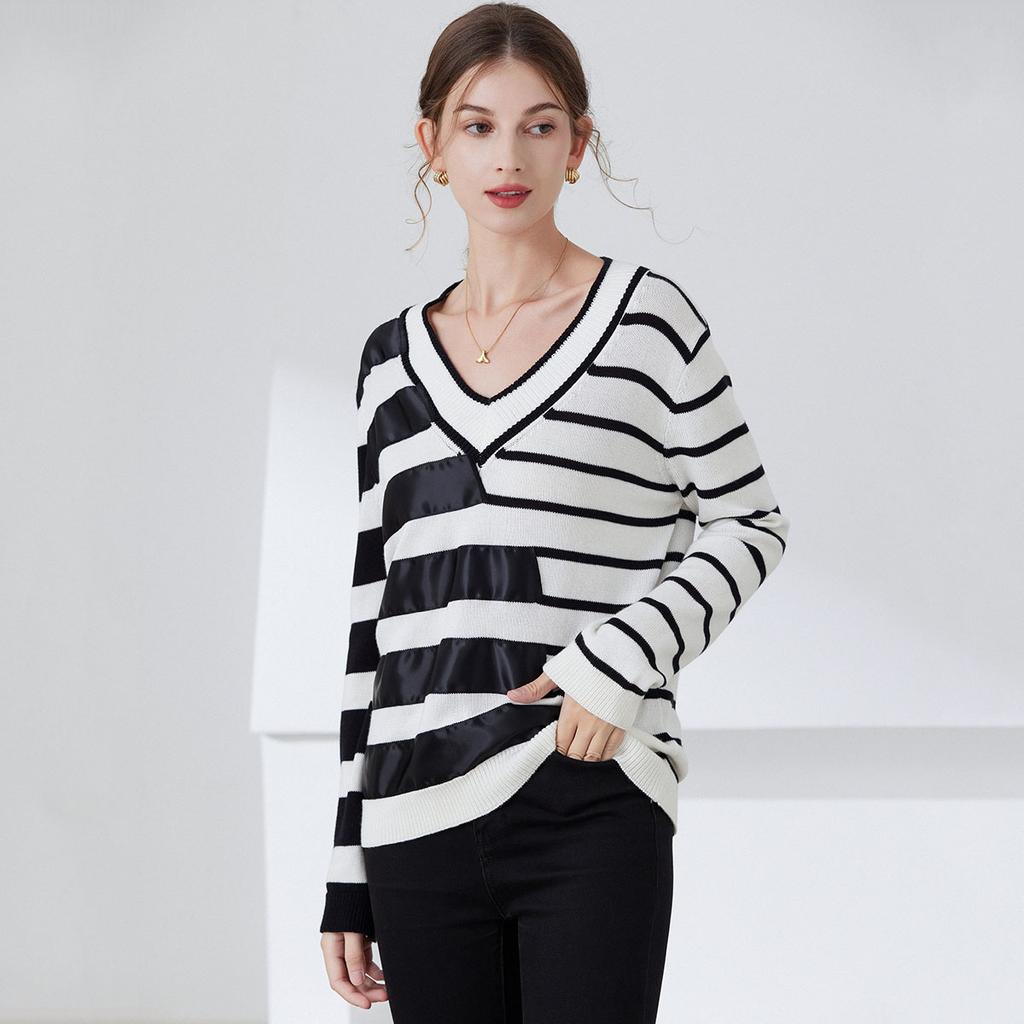 New Punk Gothic Unisex Sweater Fall Winter Women Striped Cool Jumper Loose Rock Thin Dark Streetwear Top  C-132