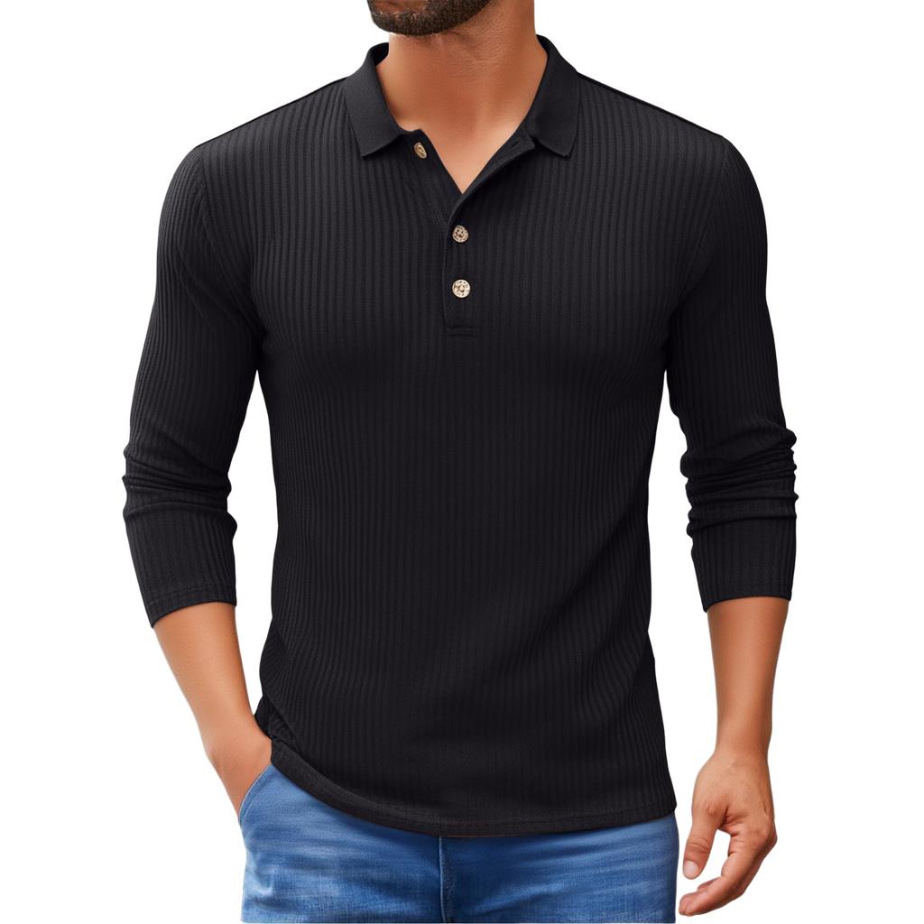 Men's Casual Solid-Color Slim-Fit  Long-Sleeve Base Layer Top
