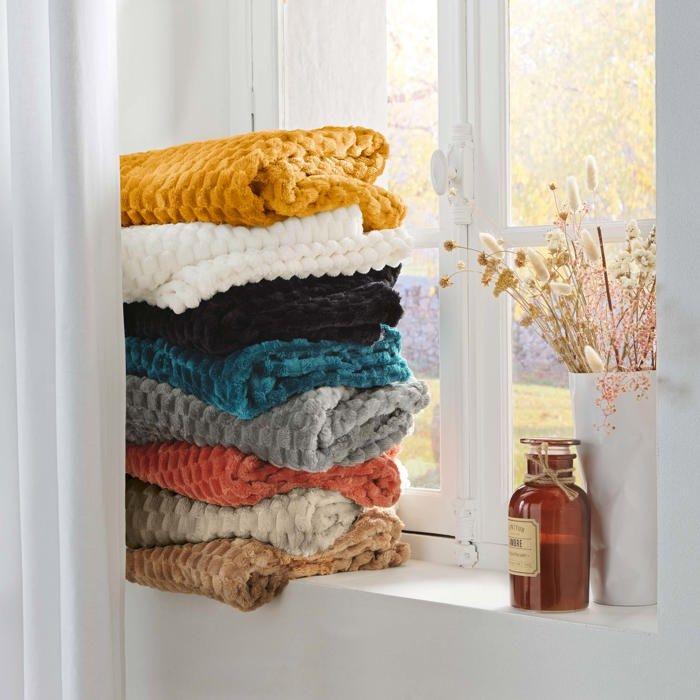 Plaid flanelle relief 125 x 150 cm Mini Breetzy bleu