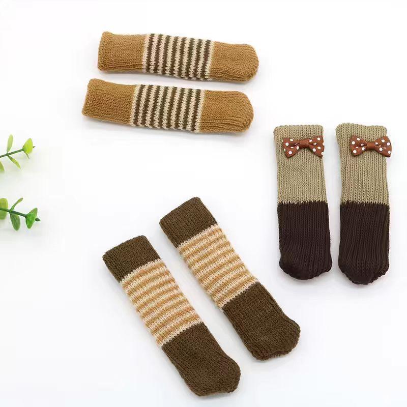 Table Chair Foot Cover Pad Protective Stool Foot Cover Leg Cover, Double-layer Thickened Knitted Chair Foot Cover Silent Non-slip Foot Cover