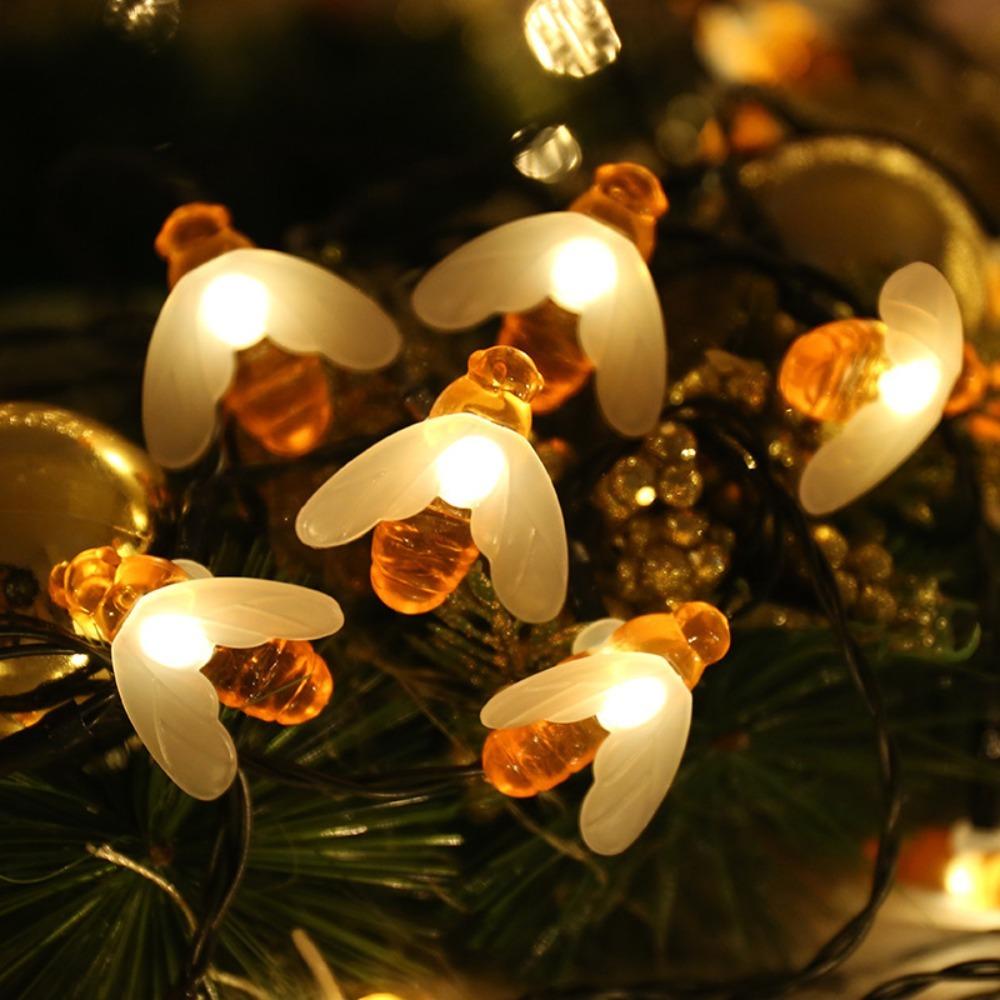 Waterproof LED Night Lights Honeybee Shaped Garden Lamp Fairy String Lights  Outdoor Courtyard