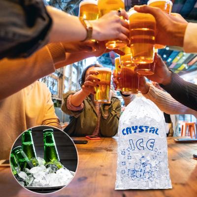 50Pcs Ice Bag Drawstring Clear Printed Heavy-Duty Large Capacity Multi-Use Transparent Ice Cube Holder Home Supplies