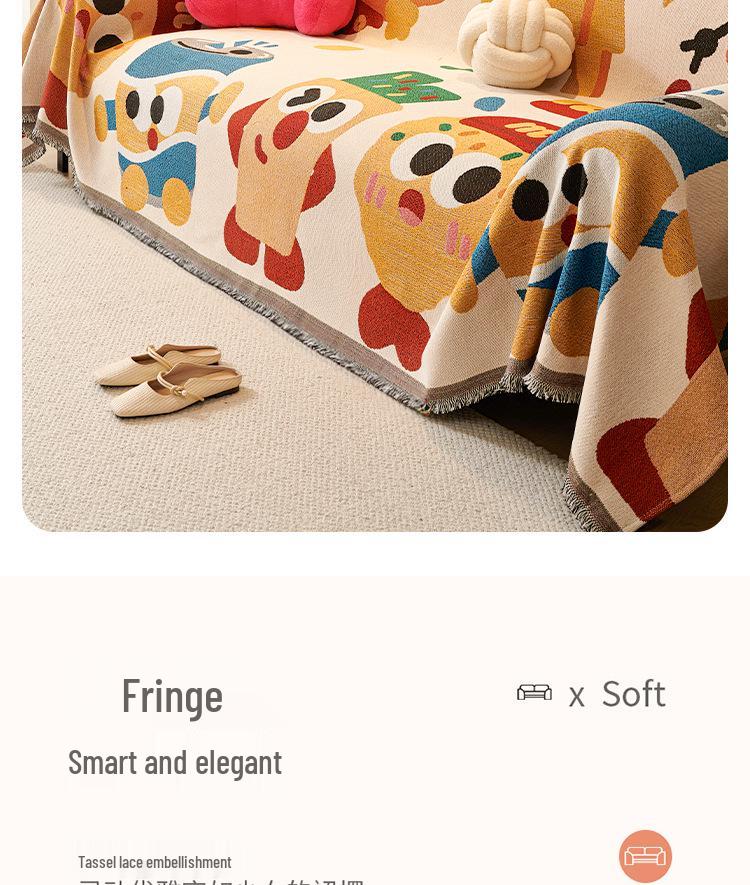 Happy Snacks Stain-Resistant Non-Slip Sofa Cover Blanket