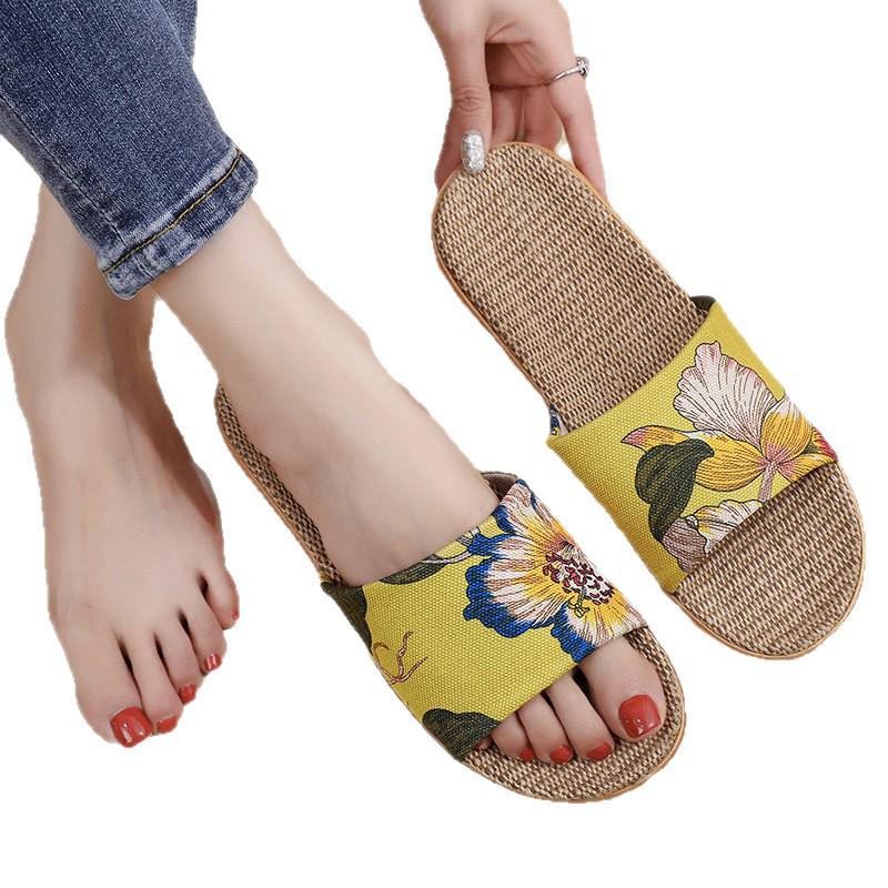 Four Seasons Non-Slip Indoor Linen Sandals for Men & Women - Lightweight Home Slippers for Summer