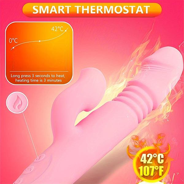 Dual Head Tongue Stretch Rabbit Vibrator 7 Frequency Vibrating Female Sex Toys G Spot Stimulation Dildo Vibrator Clitoral Stimulation Masturbation