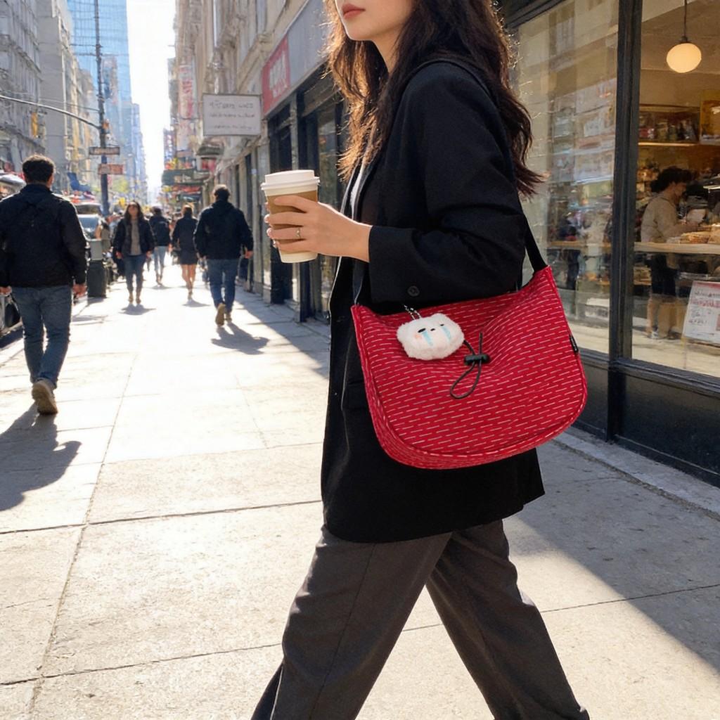 Nylon Large Capacity Water Dumpling Shape Shoulder Bag For Daily Use