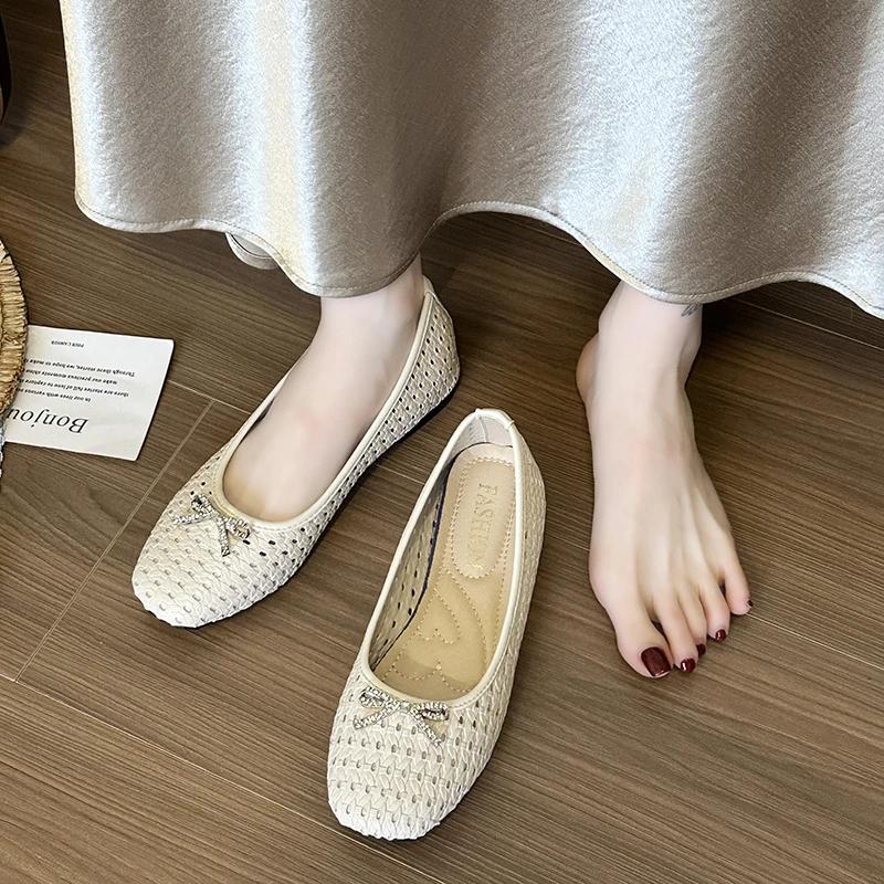 Fashion 2025 New Shoes Female Shallow Women's Boots Fashion Butterfly-knot Daily Hot Sale Hollow Out Light Soft Bottom Flat Low Heels
