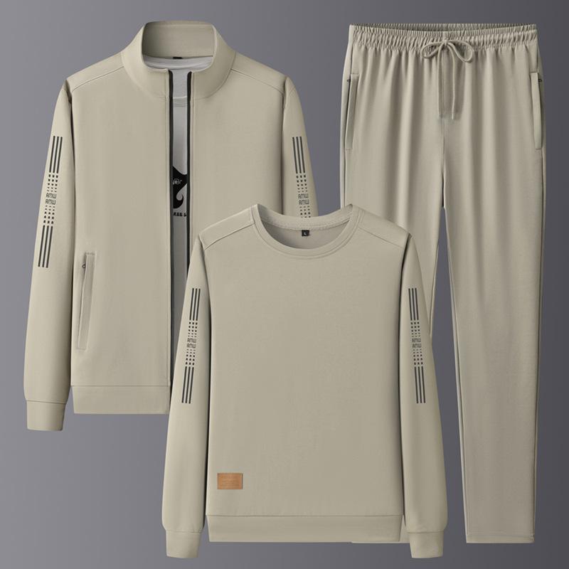 Men's Spring Autumn Large Size Hoodies 3Pcs Set Jacket+Hoodies+Pants Tracksuit Casual Outfit Athletic Sportswear