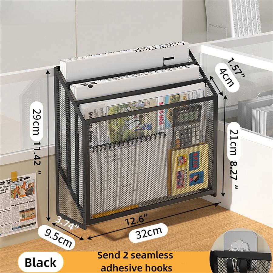 Folder storage rack, office supplies organizing rack, home desktop, multi-layer file frame, office metal book stand