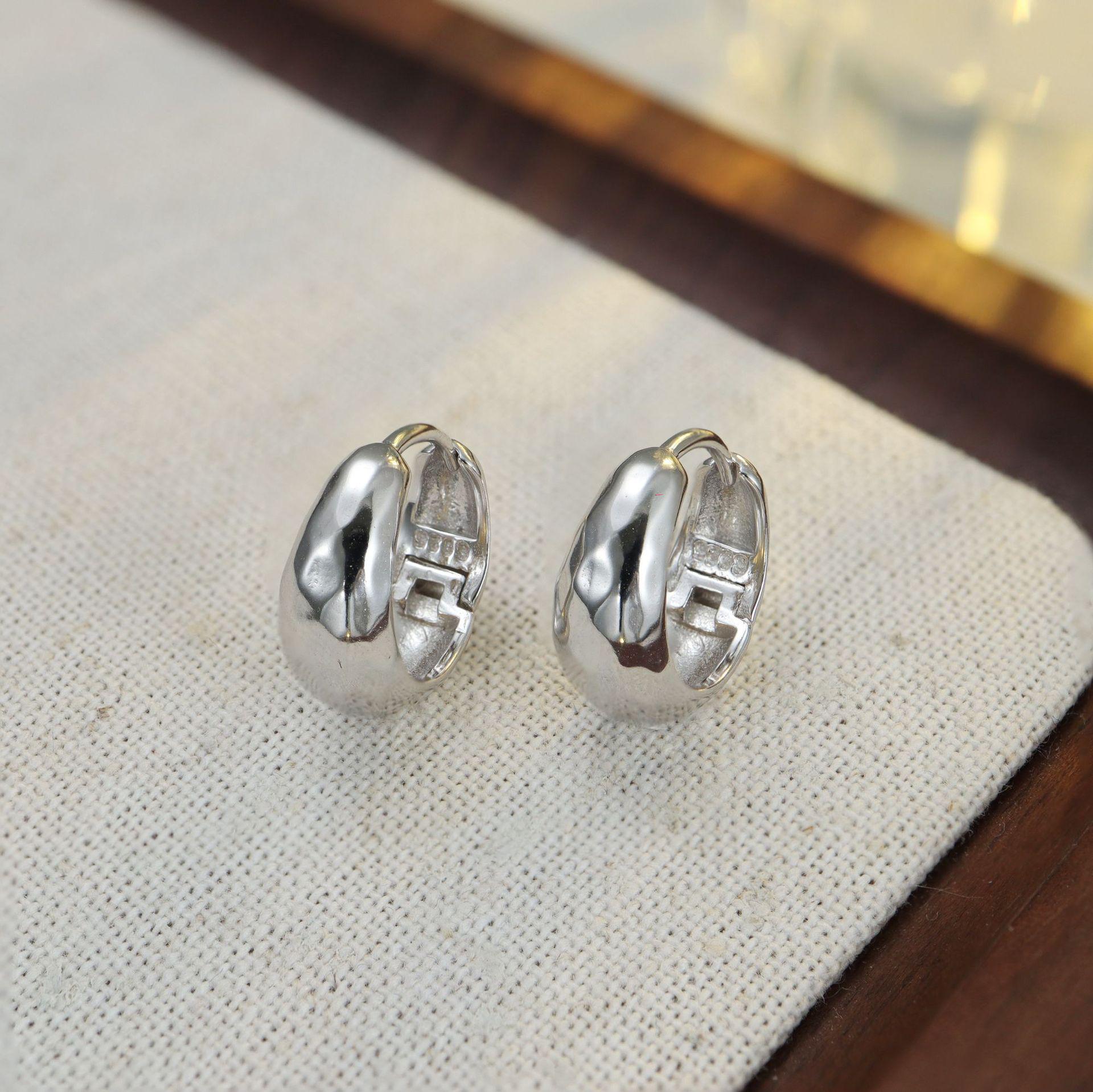 Серьги-капли из стерлингового серебра 925 пробы с чеканкой - Японский и корейский нишевый дизайн, кольца 925 Silver платиновый