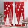 2pcs,2D Plane Printing Print Curtains Snowflakes Pine Versatile Durable Polyester (without Rod) Festive Use for Living Room,