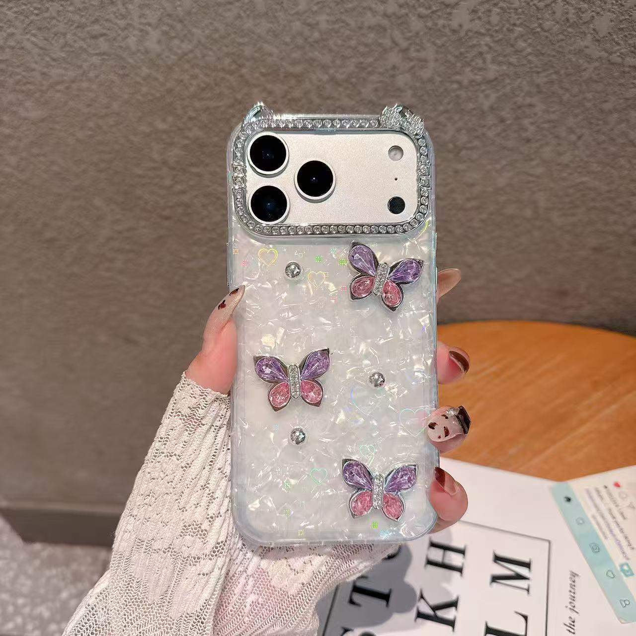 

3D Butterfly Rhinestone Protective Case for Apple 13-17 Pro Max Apple 13/14