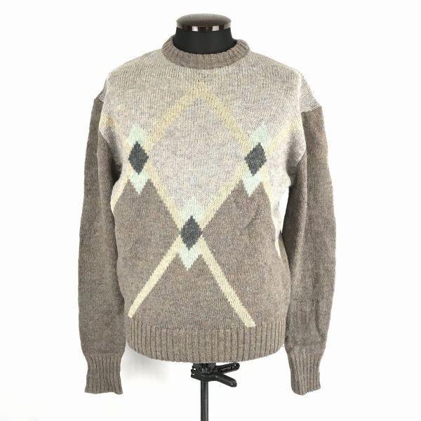 

Guam/USA Made/80s-90s Vintage/McGREGOR/Wool Knit Sweater/Men s L/Brown Tone/Round Neck/Long Sleeve(USED)