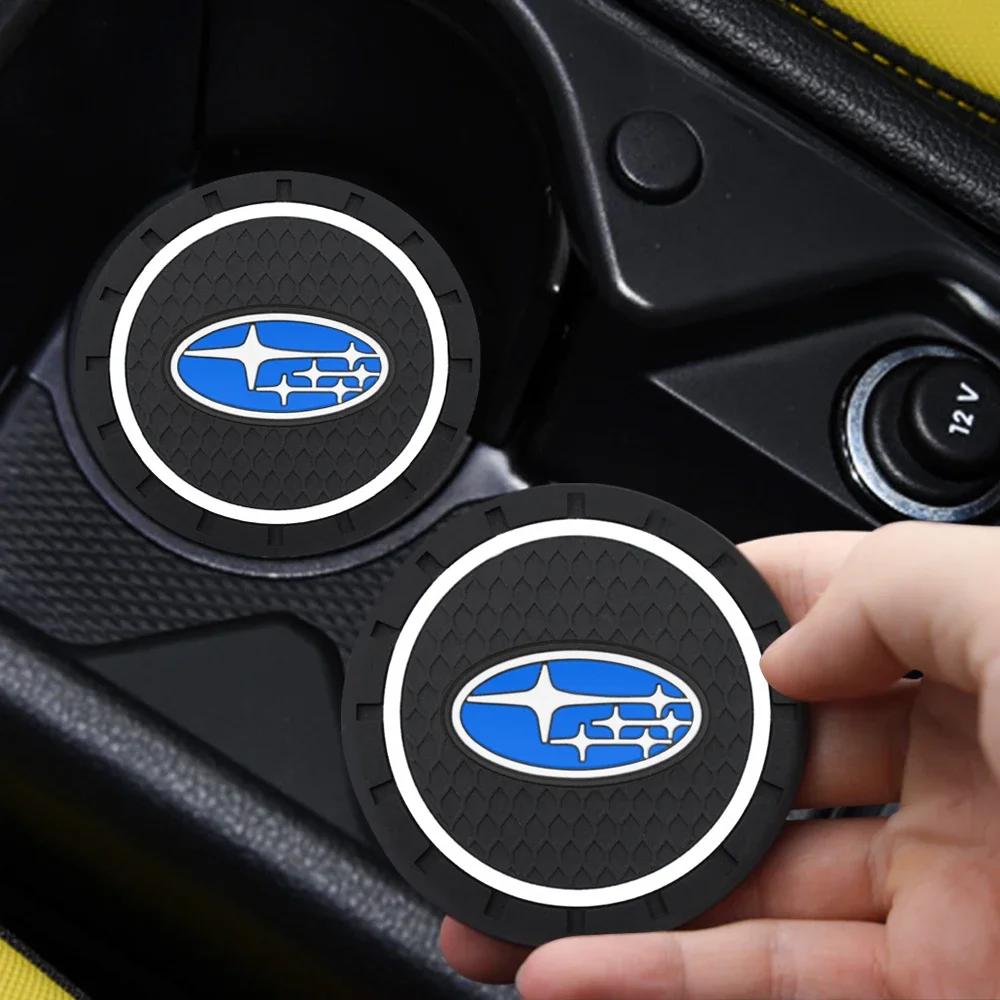 2PCS Anti-Slip Car Coaster For Subaru WRX BRZ DRL STI Outback Legacy Forester Impreza Tribeca Auto Water Cup Bottle Holder Mat X333