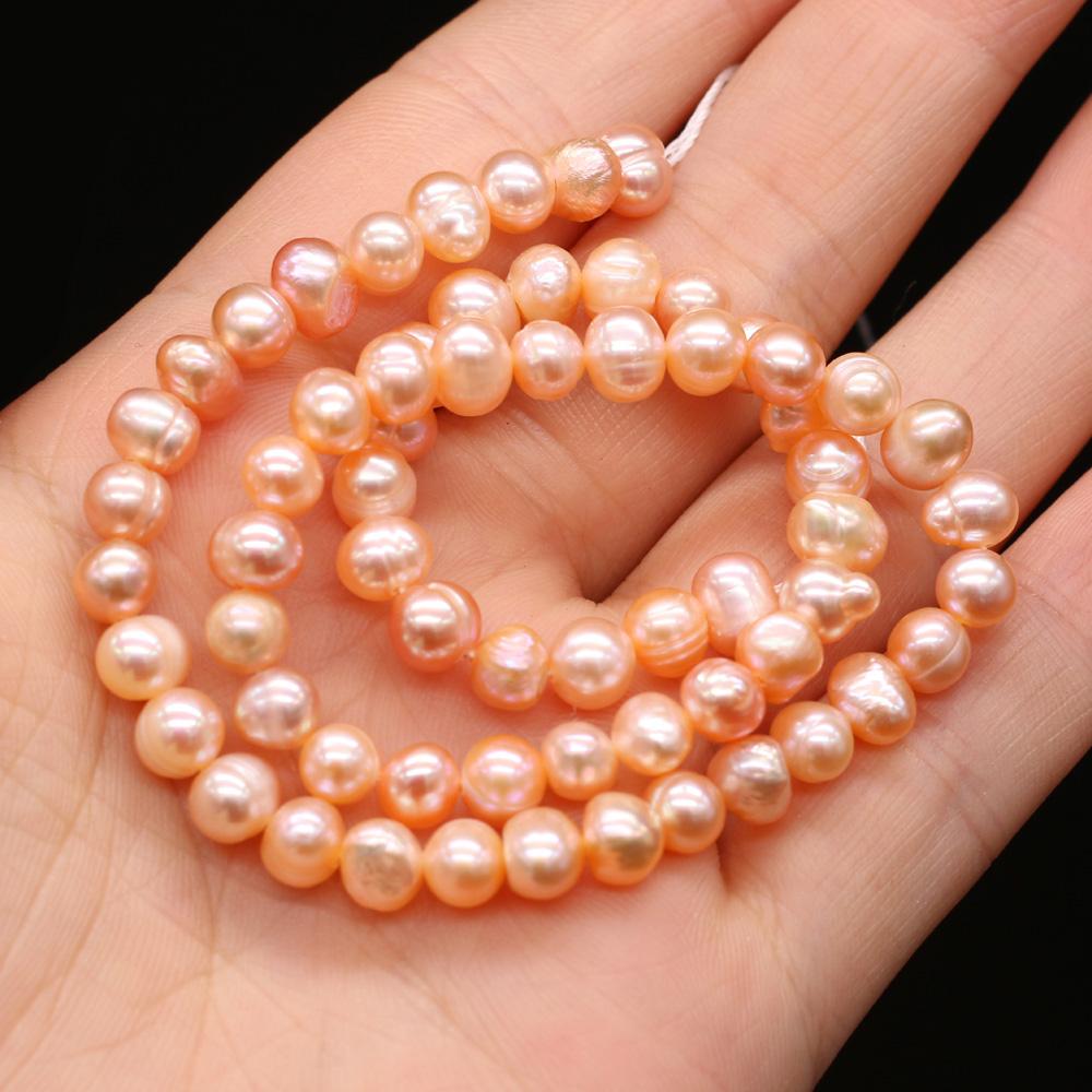 1String, Pink Natural Freshwater Pearls, Handcrafted Round Pearl Beads for DIY Necklaces, Jewelry Making Supplies 36cm